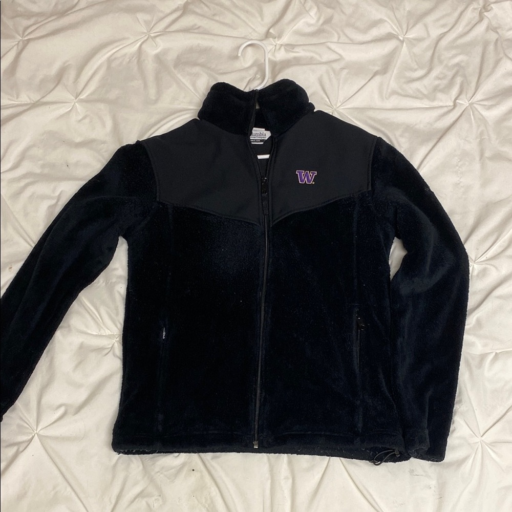 Women's Black Fleece Jacket University of Washington Logo